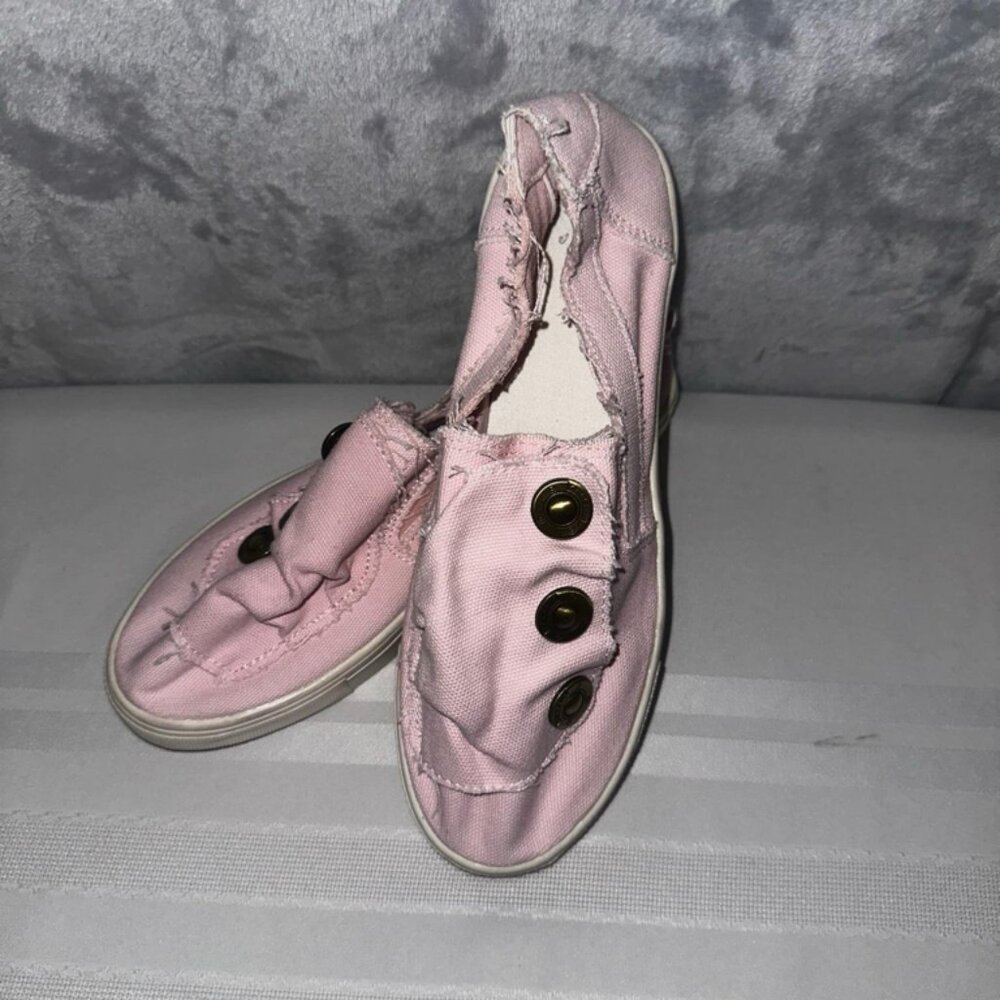 Mock Button Slip On Flat Canvas‎ Shoes 10 EUC